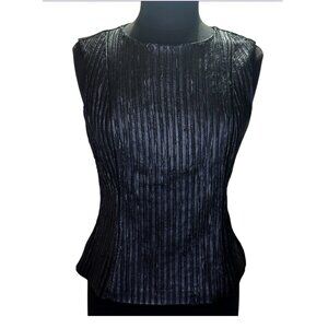 Bebe Black Leather Medium Tank PU Stripe Top ribbed